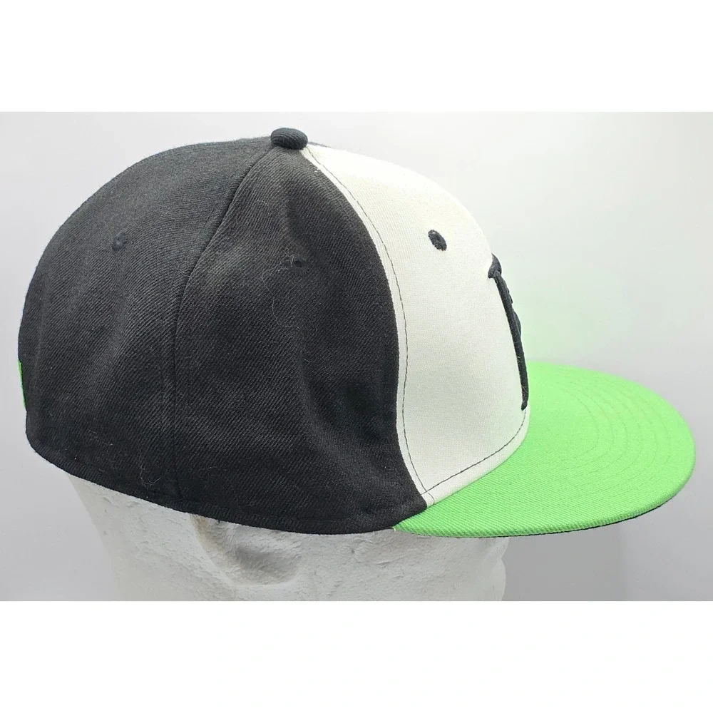 Routine Baseball Snapback Hat R Logo Green‎ Bill Black White Fitted  L Cap